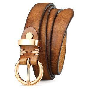 5325 Womens Genuine Leather Belts For Jeans Pants Trendy Vintage Thin Leather